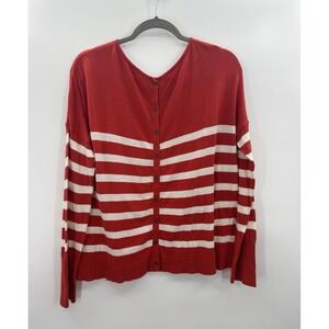 Loft Womens XL Cardigan Striped Back Button Back Button Maritime Parisian Preppy